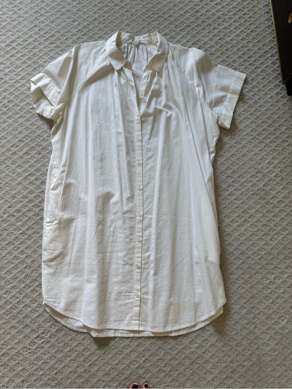 Madewell White Short-Sleeve Button-Down Dress